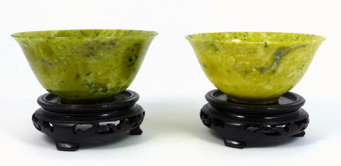 PR CHINESE SPINACH JADE CUPS w STANDS (1 of 9)