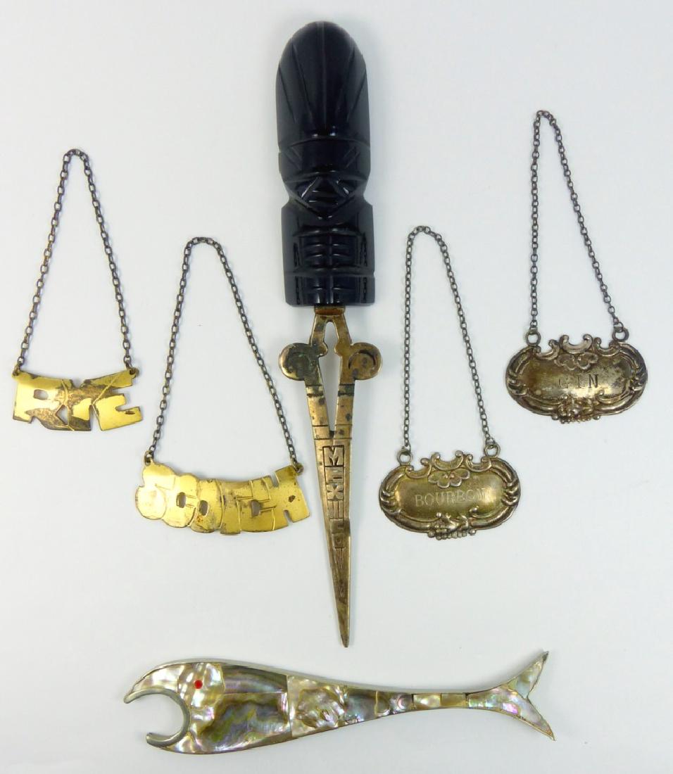 6pc STERLING TAGS, LETTER OPENER & BOTTLE OPENER (1 of 8)