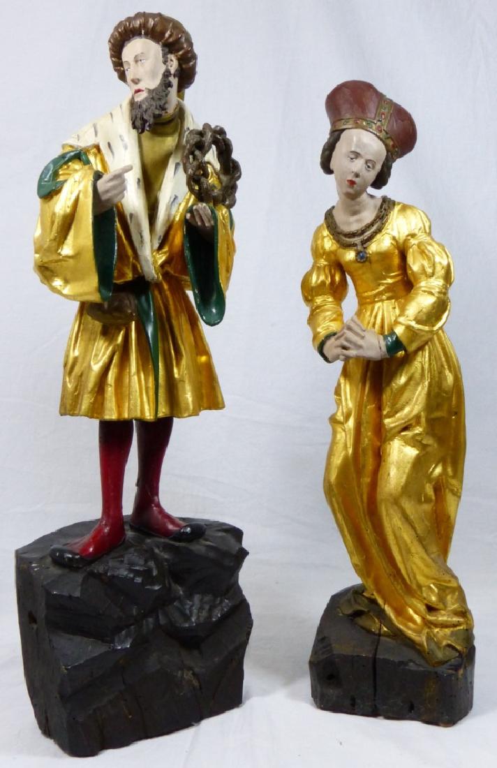 PR ANTIQUE CARVED & POLYCHROME RELIGIOUS FIGURES (1 of 8)