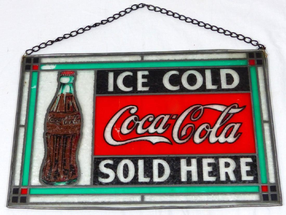 COCA COLA REVERSE PAINTED GLASS SIGN (1 of 3)
