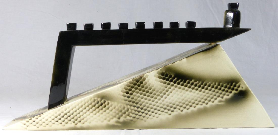 LARGE CONTEMPORARY CERAMIC MENORAH SIGNED (1 of 6)