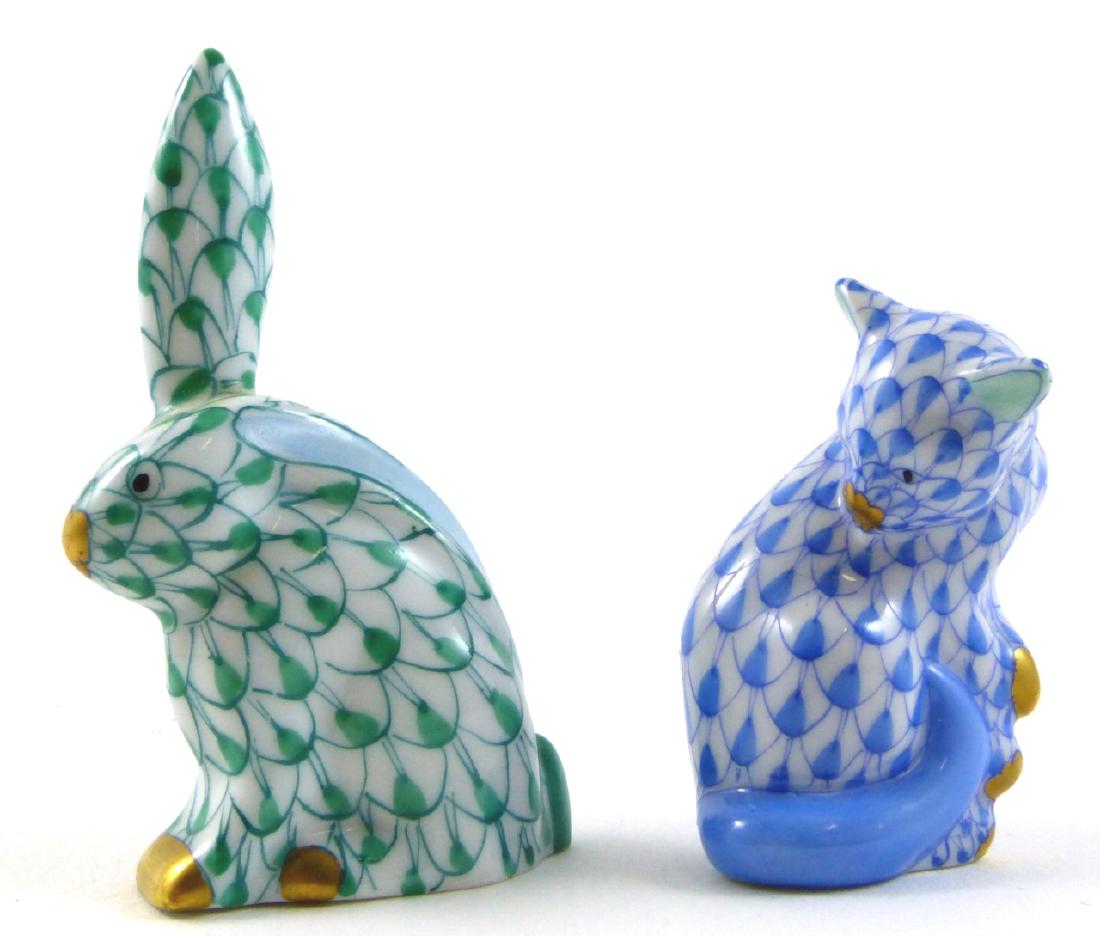 2pc HEREND FISHNET PORCELAIN ANIMAL FIGURINES (1 of 7)