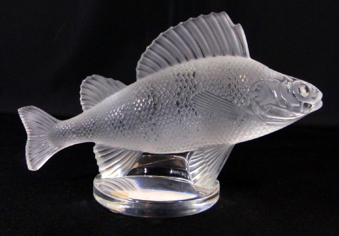 LALIQUE CRYSTAL POISSON PERCH PAPERWEIGHT (1 of 7)