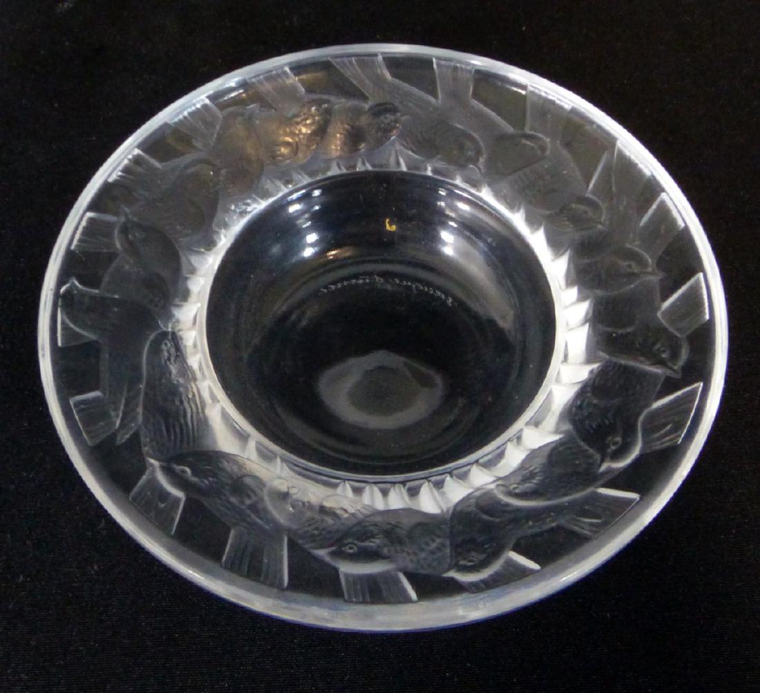 LALIQUE 'IRENE' CRYSTAL BOWL w SPARROWS (1 of 4)