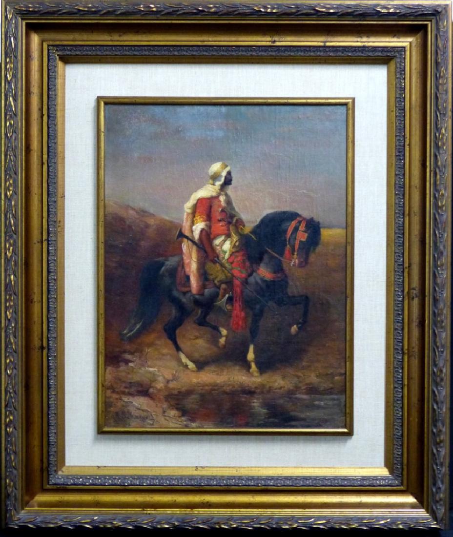 ADOLF SHREYER OIL PAINTING OF ARAB ON HORSEBACK (1 of 5)