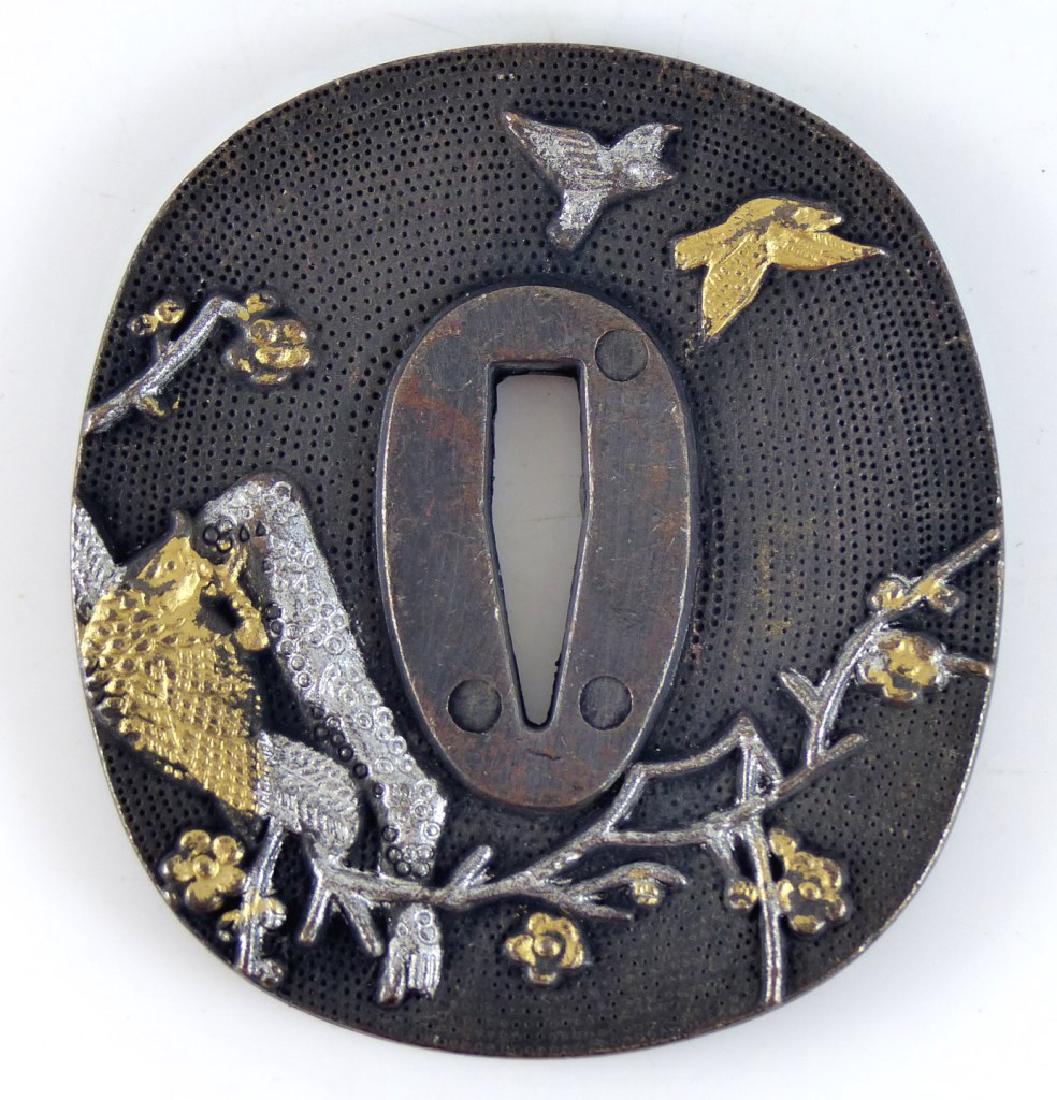 JAPANESE TSUBA SWORD GUARD w BIRDS (1 of 4)