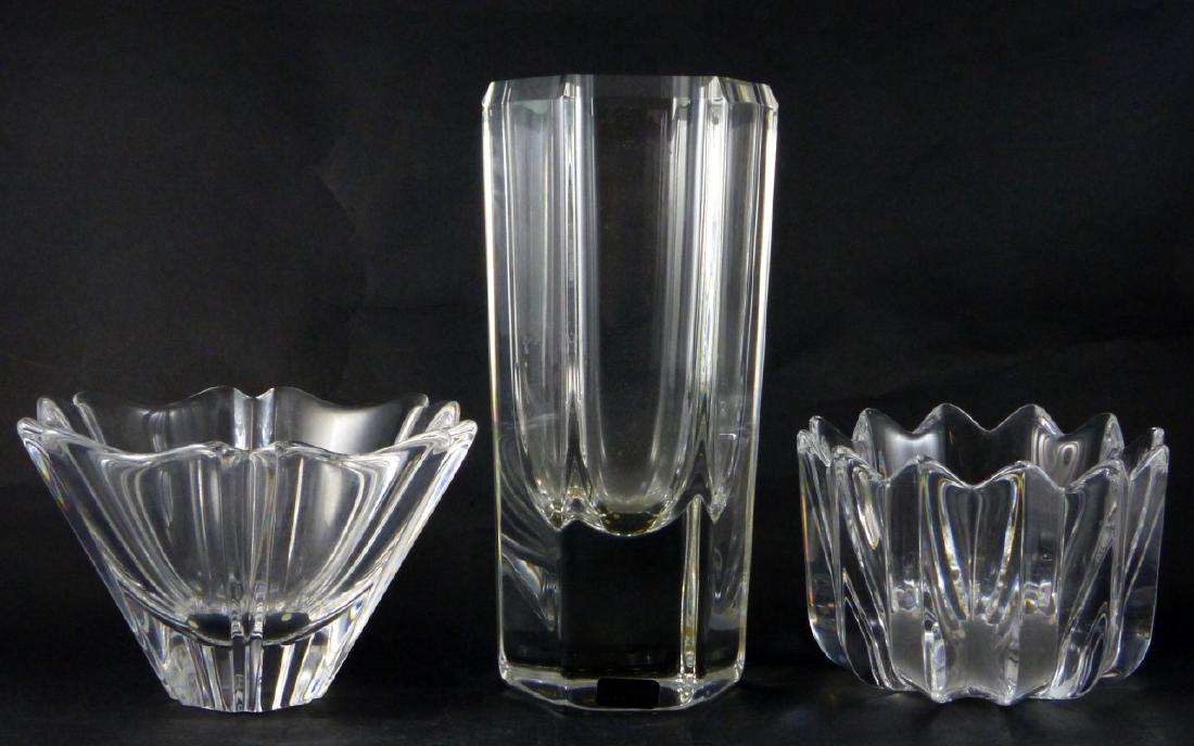 3pc ORREFORS & KOSTA BODA GLASS VASES / BOWLS (1 of 9)