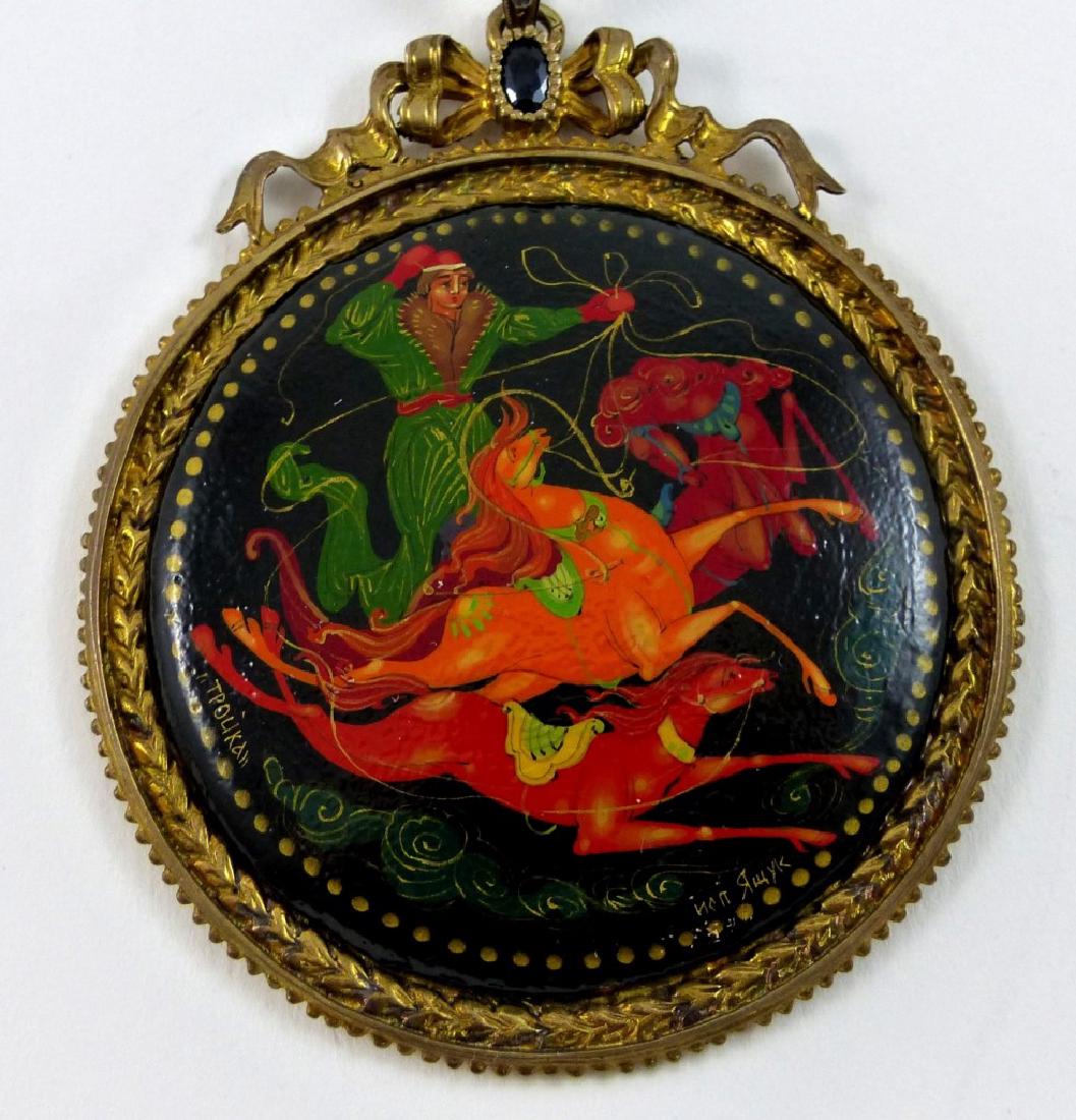 RUSSIAN LACQUER PENDANT IN 88 SILVER MOUNT (1 of 5)