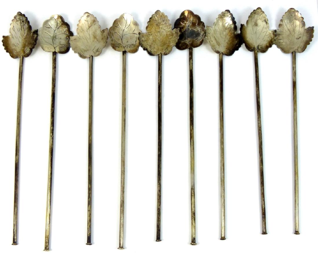 9pc MEXICAN STERLING SILVER ICED TEASPOON STRAWS (1 of 4)