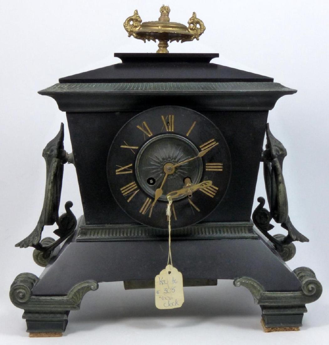 H & F PARIS SLATE MANTEL CLOCK (1 of 7)