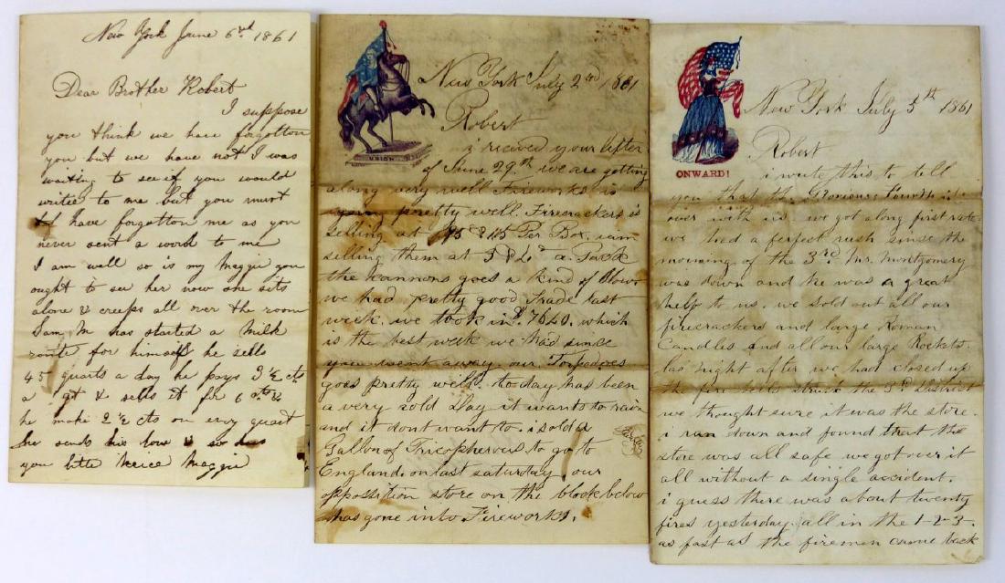 3 LETTERS JUNE-JULY 1861 DISCUSSING FIREWORKS (1 of 6)