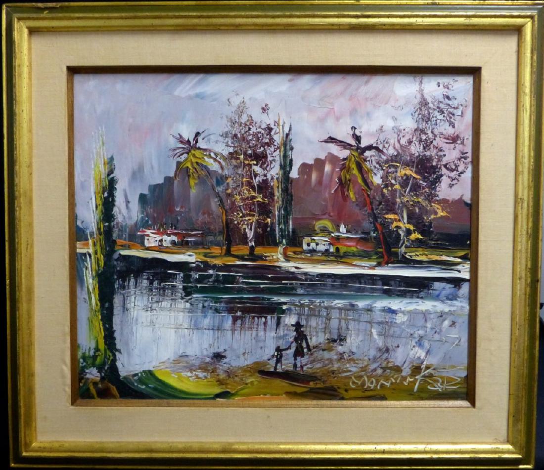 MORRIS KATZ OIL PAINTING ON MASONITE LANDSCAPE (1 of 5)