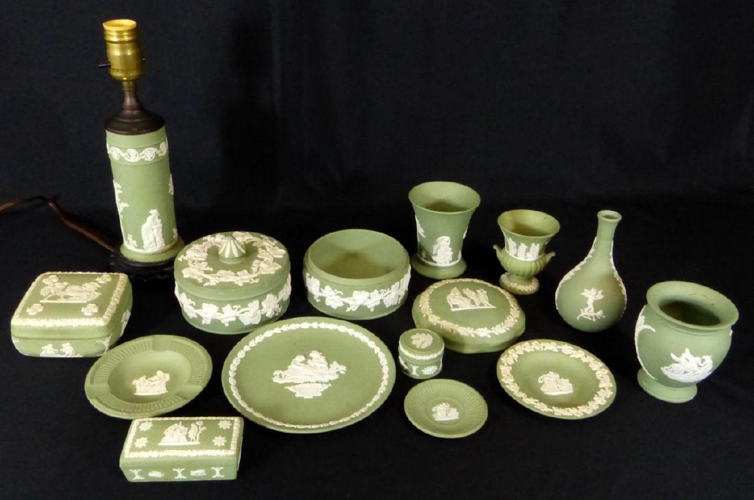 14pc WEDGWOOD PORCELAIN JASPERWARE GREEN (1 of 6)