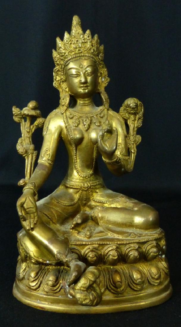 CHINESE TIBETAN BRASS SEATED BUDDHA FIGURE (1 of 6)