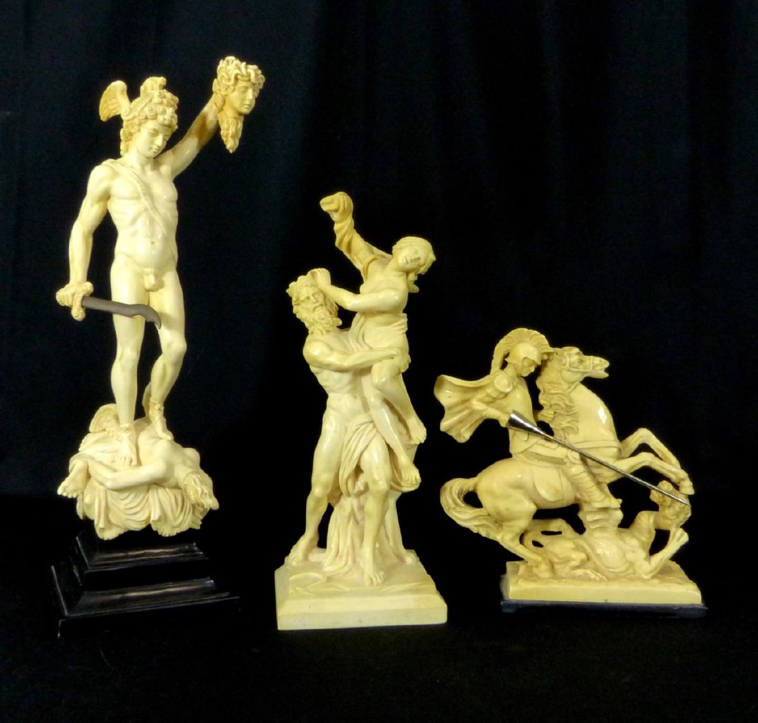 3pc ITALIAN CAST RESIN FIGURAL SCULPTURES SIGNED (1 of 10)