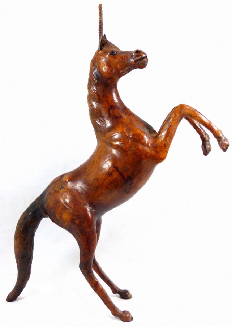 VINTAGE LEATHER WRAPPED UNICORN SCULPTURE (1 of 8)