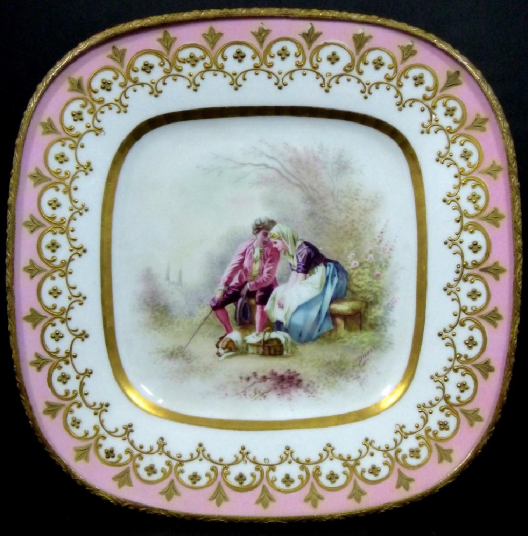 SEVRES FRENCH PORCELAIN PLATE w BRONZE MOUNT (1 of 5)