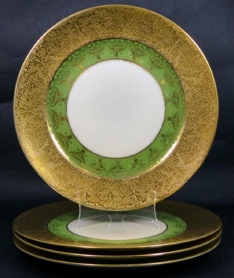 4pc BAVARIAN GREEN & GOLD PORCELAIN DINNER PLATES (1 of 5)