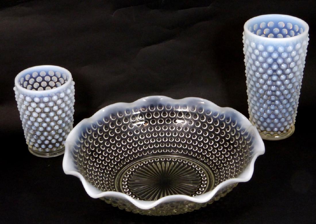 3pc OPALESCENT HOBNAIL GLASS TABLE ITEMS (1 of 5)