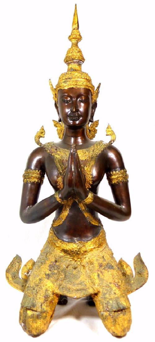 THAI GILT BRONZE KNEELING BUDDHA FIGURE 31" (1 of 11)