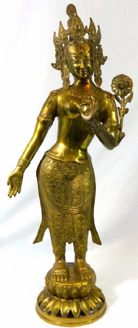 TIBETAN BRASS SCULPTURE OF STANDING DEITY (1 of 8)