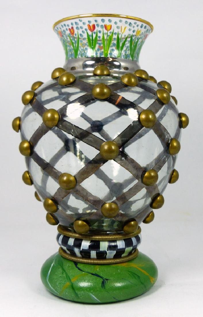 MACKENZIE CHILDS 'WILLIAM' ART GLASS & BRASS VASE (1 of 6)