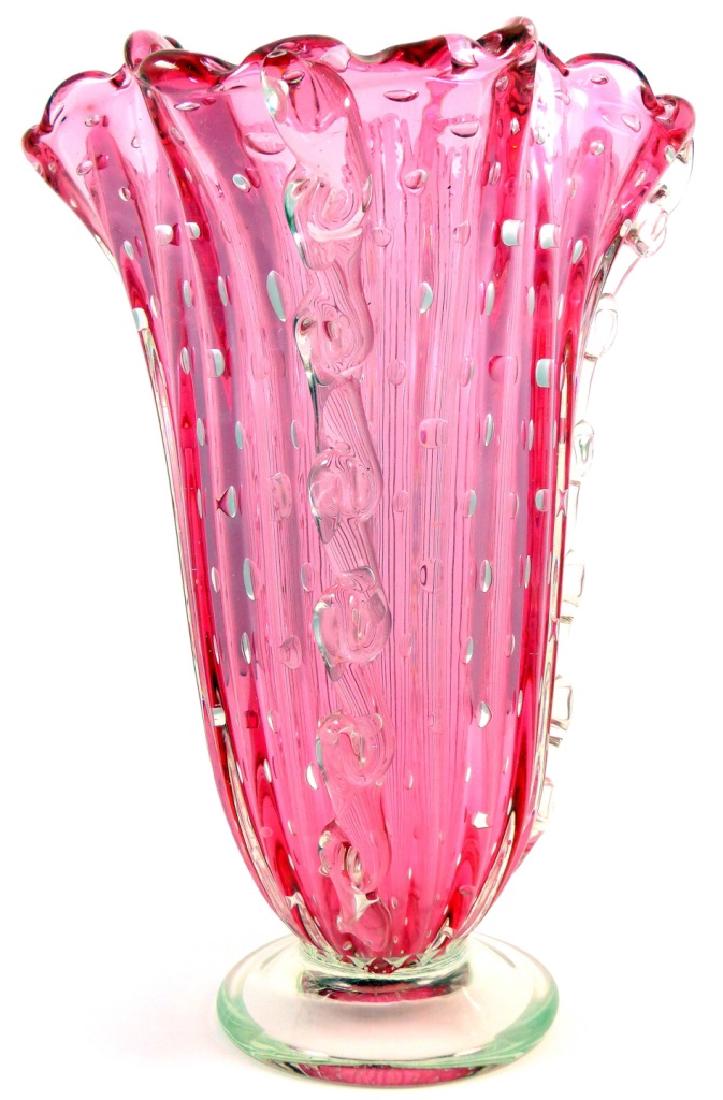 LARGE VINTAGE BUBBLE GLASS VASE