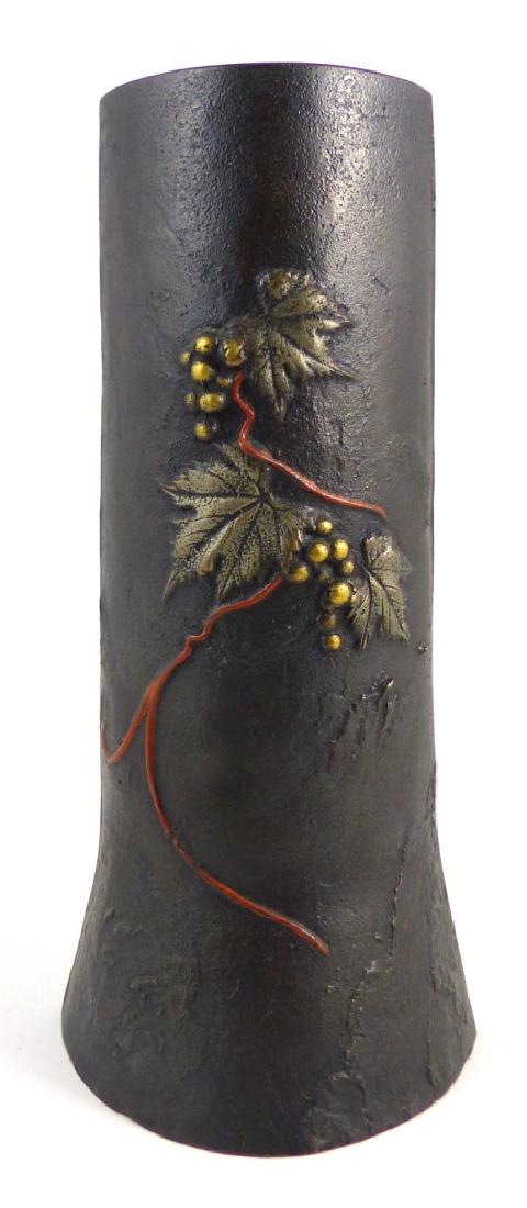 JAPANESE BRONZE WALL POCKET VASE SIGNED (1 of 6)