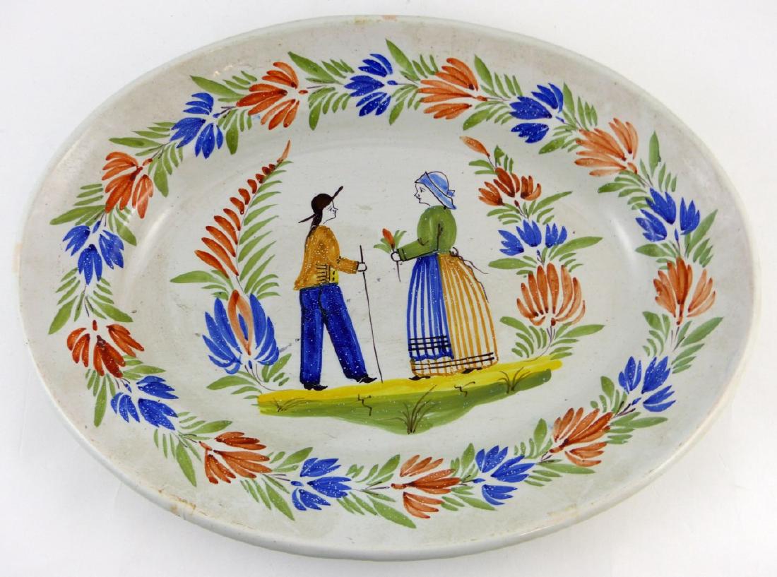 QUIMPER POTTERY PLATTER w FIGURES (1 of 3)