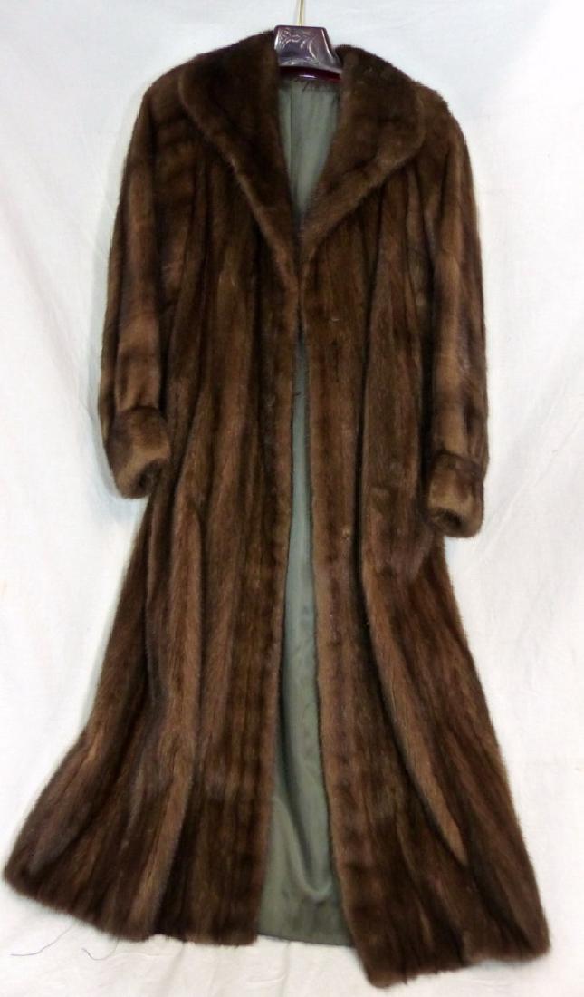 FULL LENGTH MINK FUR COAT w CAP (1 of 10)