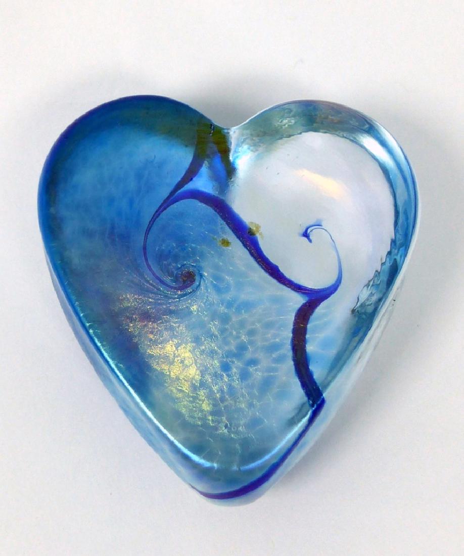 ROBERT HELD IRIDESCENT ART GLASS HEART PAPERWEIGHT (1 of 6)