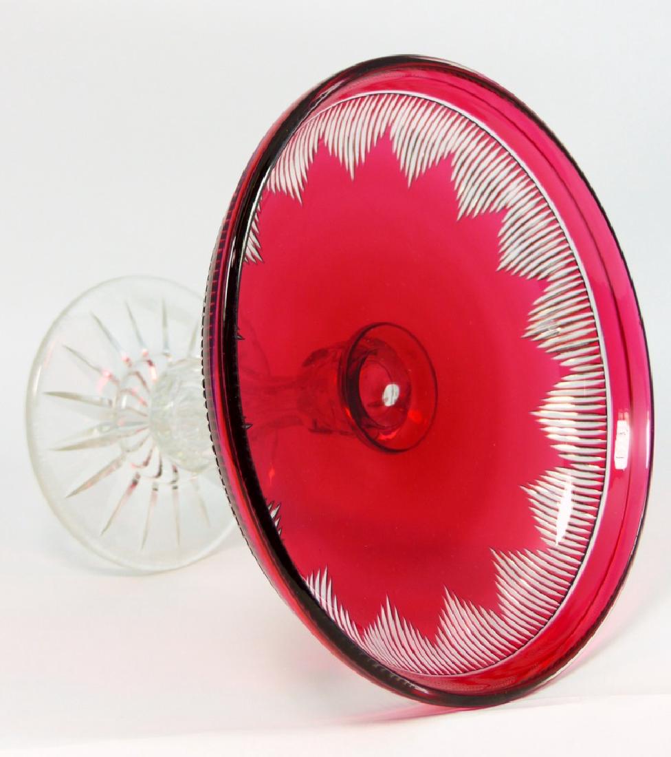 CRANBERRY CUT TO CLEAR CRYSTAL COMPOTE (1 of 3)