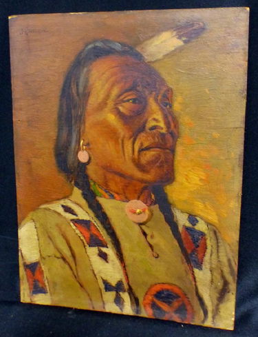 James Henderson Oil Painting On Board Indian Chief Feb 10 2018 Antiques Modern Auction Gallery In Fl