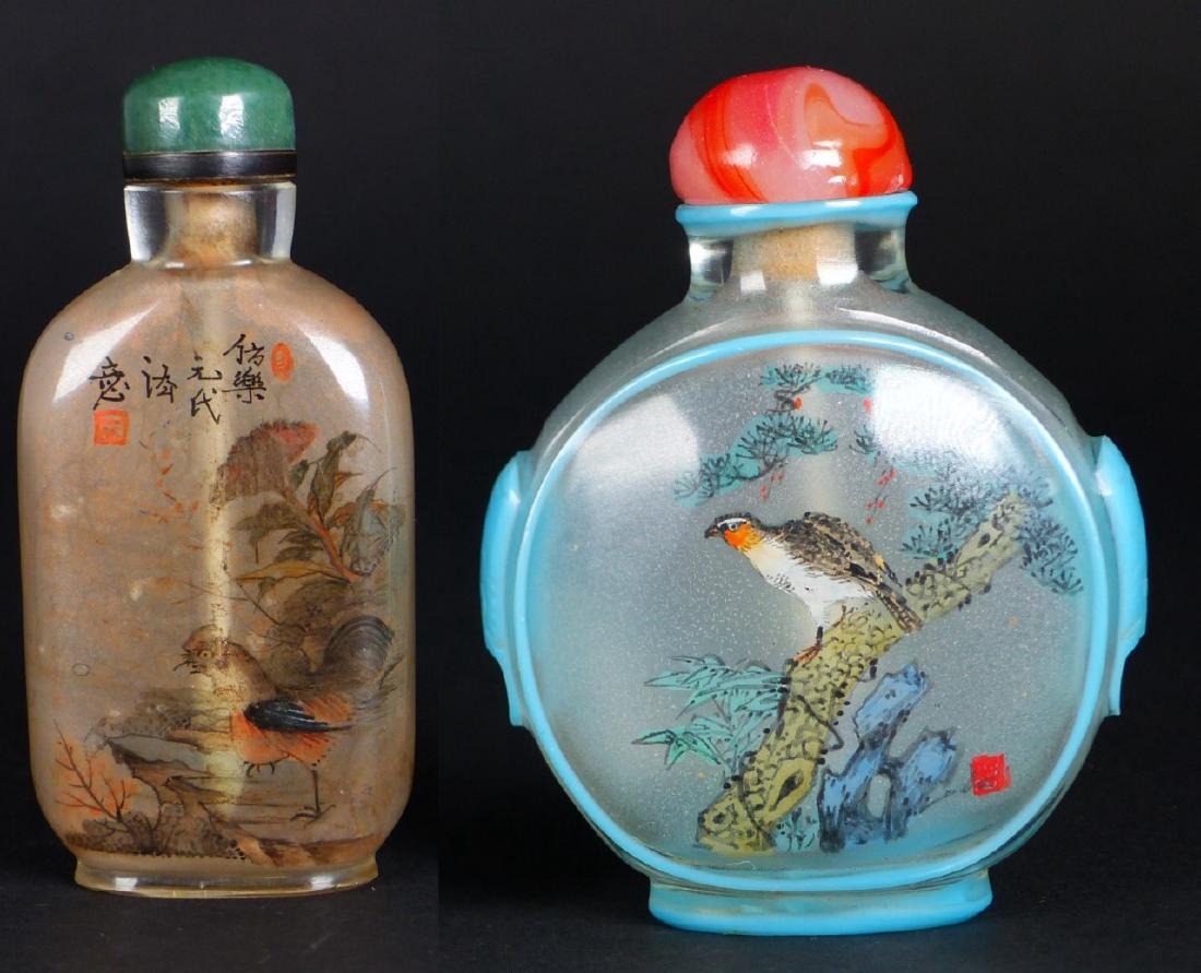 2pc CHINESE REVERSE PAINTED GLASS SNUFF BOTTLES (1 of 7)