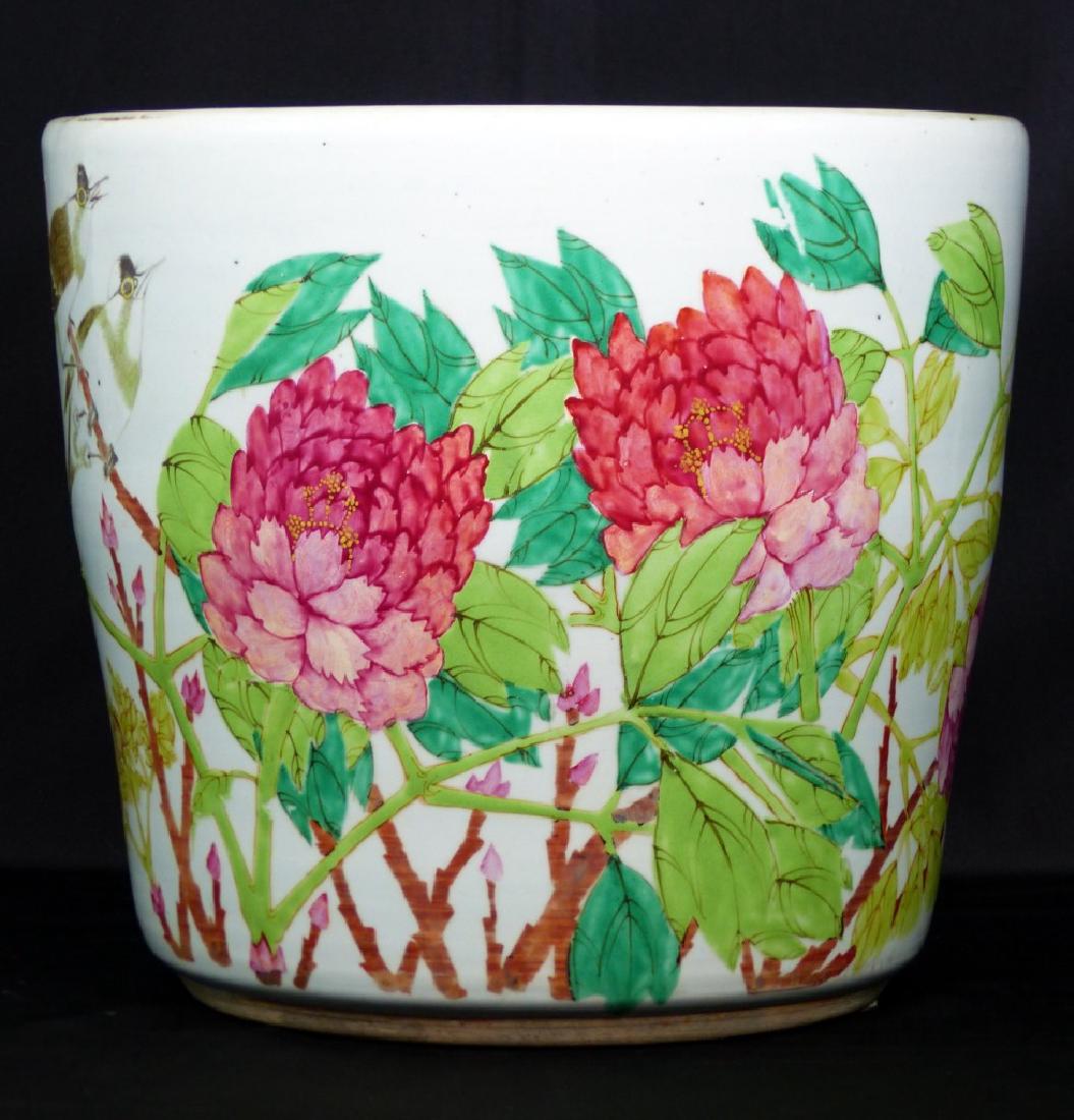 CHINESE PORCELAIN PLANTER w BIRDS & FLOWERS (1 of 10)