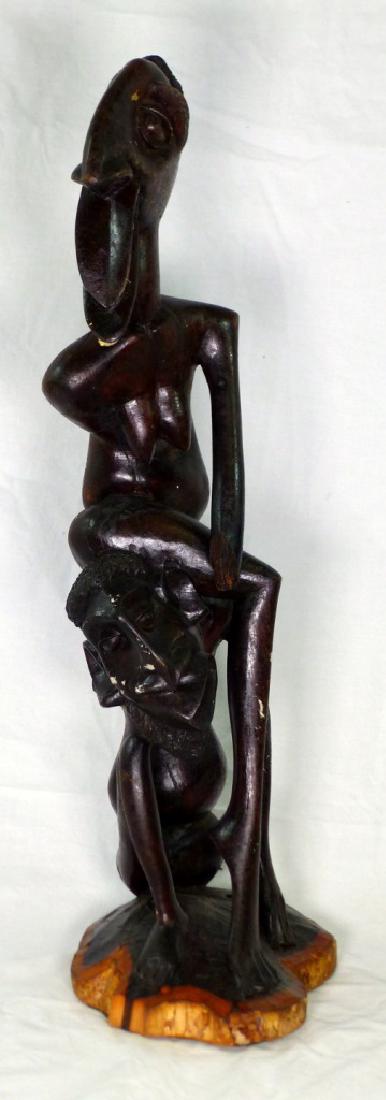 AFRICAN CARVED & EBONIZED FIGURAL SCULPTURE 26" (1 of 6)
