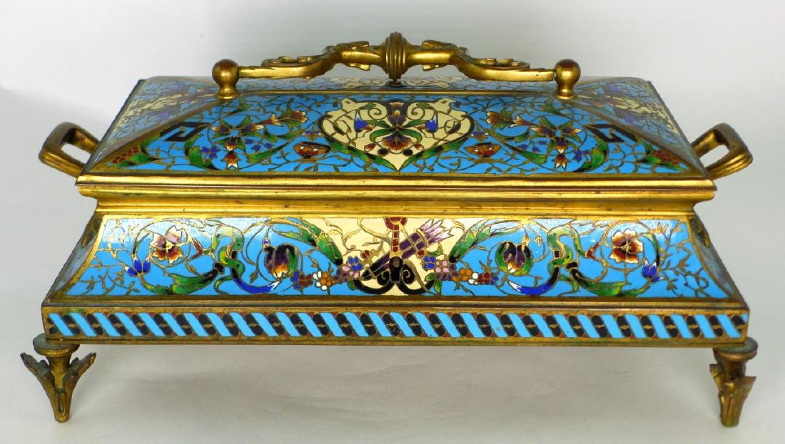 19th C FRENCH BRONZE & CHAMPLEVE DRESSER BOX (1 of 9)