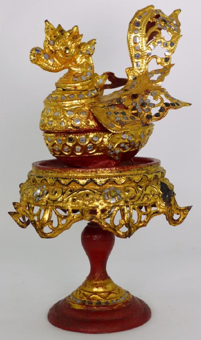 BURMESE GILT & LACQUERED TEMPLE OFFERING BOX (1 of 10)