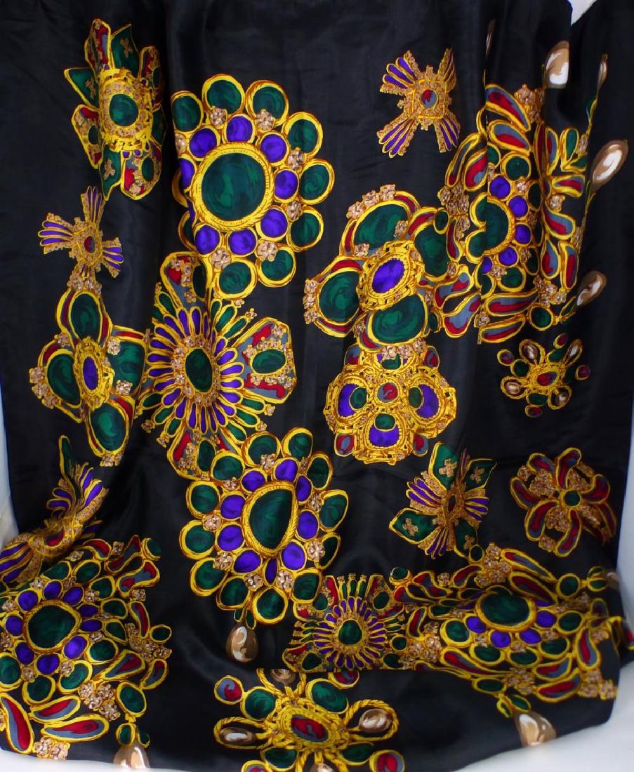 CHANEL VINTAGE SILK SCARF w JEWEL MOTIF (1 of 4)