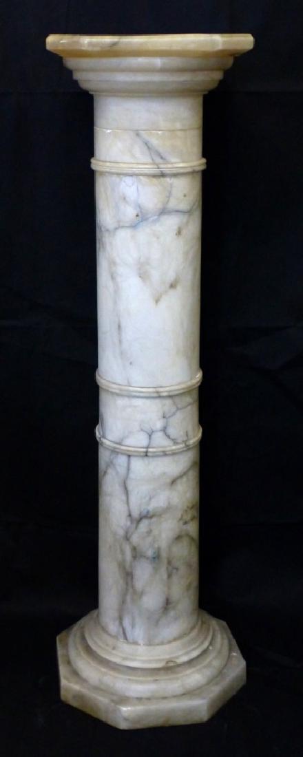 MARBLE PEDESTAL w BLACK & GREY VEINING (1 of 9)