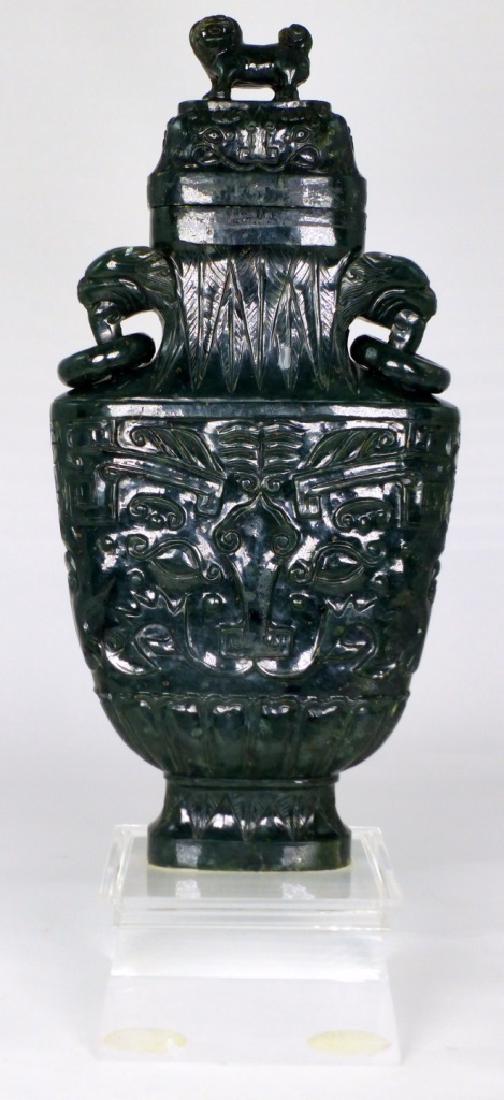 CHINESE SPINACH JADE COVERED URN (1 of 8)