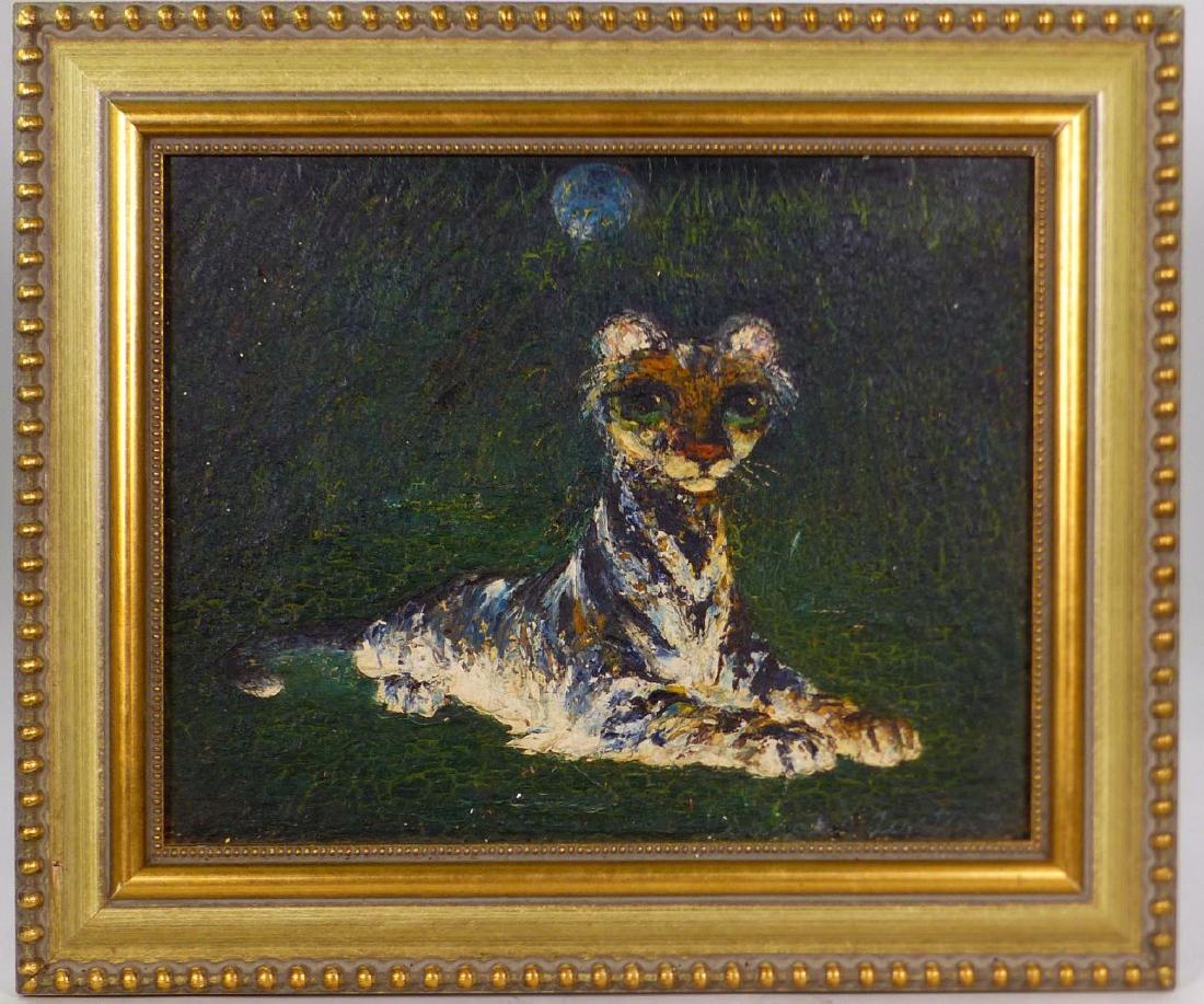 DARREL AUSTIN OIL PAINTING ON BOARD TIGER CUB (1 of 5)
