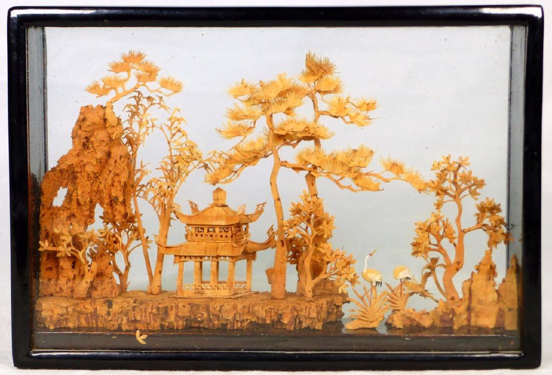 CHINESE CARVED CORK SCULPTURE (1 of 5)