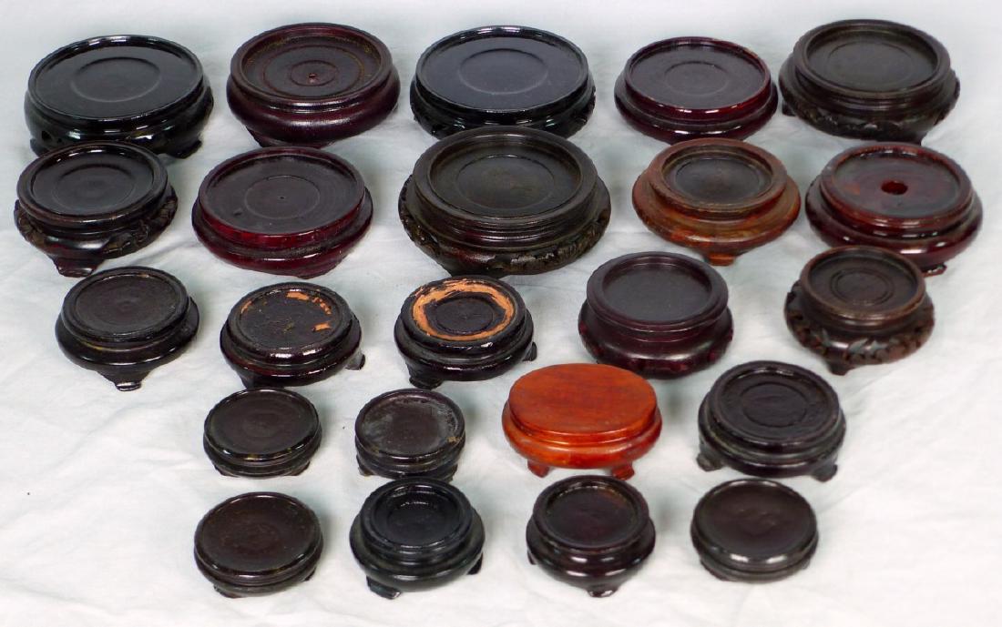 23pc CHINESE CARVED WOODEN STANDS SMALL (1 of 4)