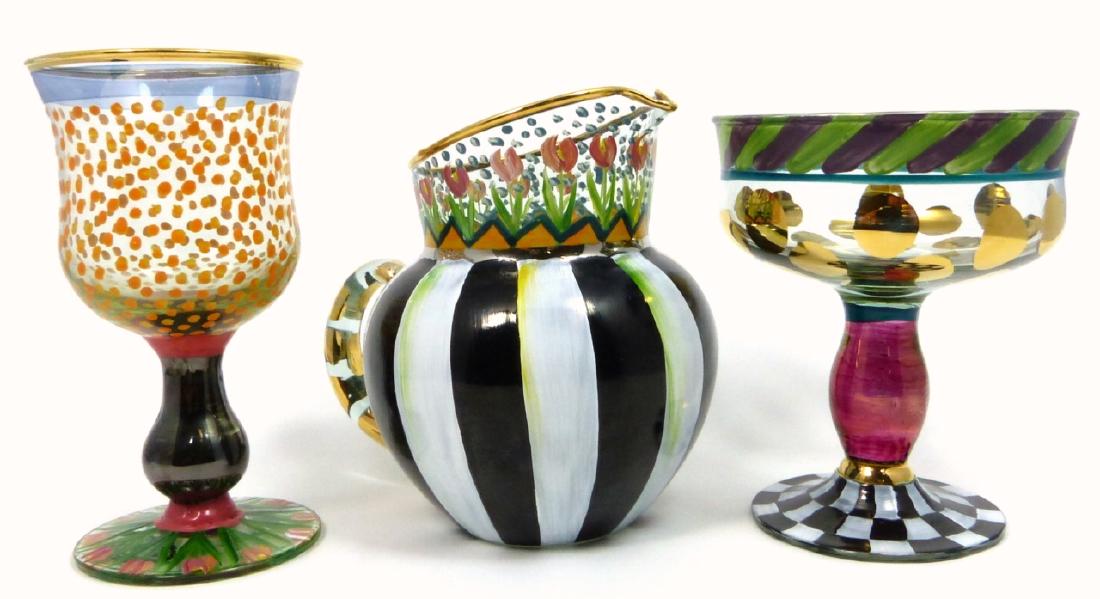 3pc MACKENZIE-CHILDS GLASS TABLE OBJECTS (1 of 6)