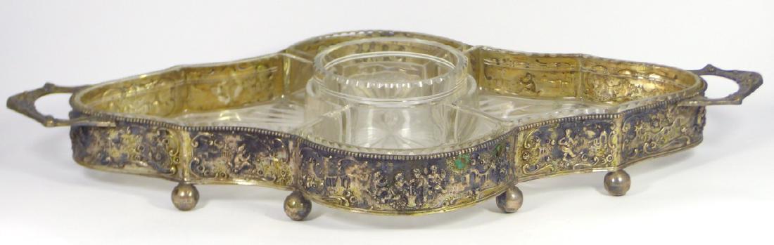GERMAN 800 SILVER REPOUSSE CHERUB TRAY w INSERTS (1 of 10)