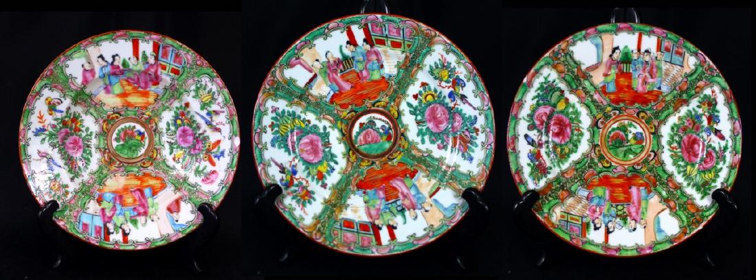3pc CHINESE ROSE MEDALLION PORCELAIN PLATES & BOWL (1 of 9)
