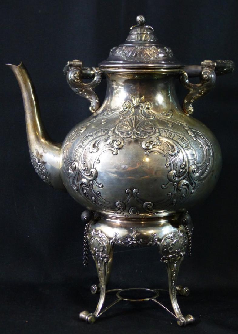 ENGLISH VICTORIAN SILVERPLATED KETTLE ON STAND (1 of 8)
