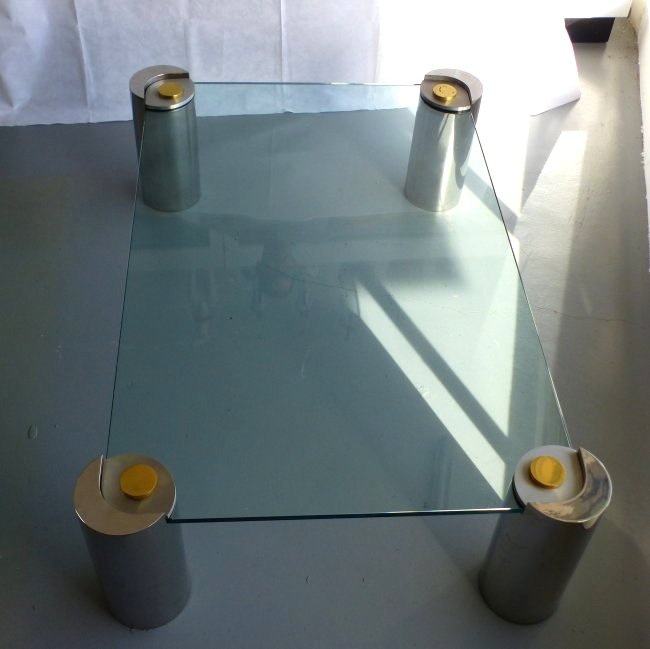 KARL SPRINGER MODERN CHROME & GLASS COFFEE TABLE (1 of 7)