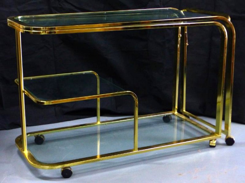 MILO BAUGHMAN FOR DIA BRASS & GLASS FOLDING CART (1 of 9)